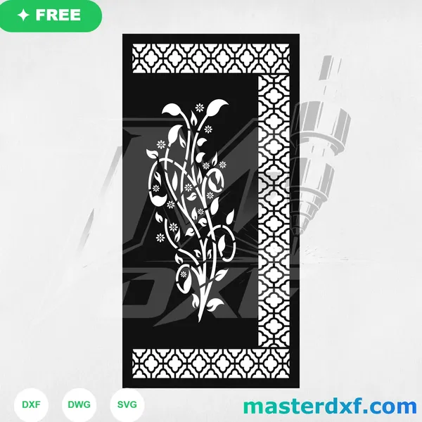 Climbing Floral Vine Quatrefoil Border Free DXF DXF File